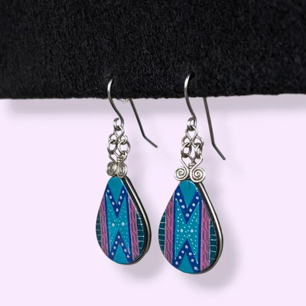 (2/$20) Blue & Purple Dangling Tear Earrings - Picture 3 of 4